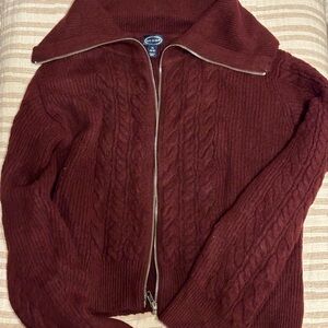 Dark Maroon Sweater with working zipper